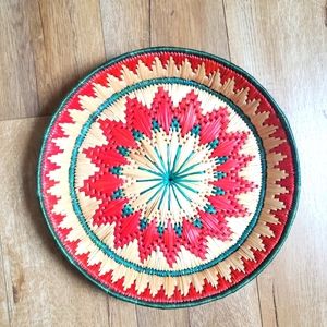 ❤️‍🔥 4/$15 Thick colorful bright handwoven basket tray wall decor 12.5in